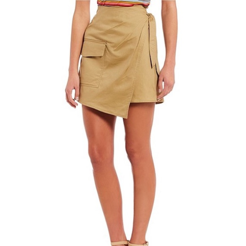 GB khaki mini wrap skirt